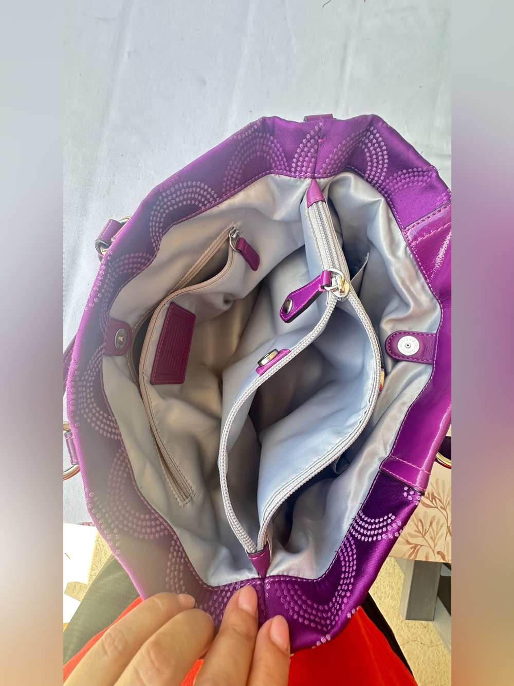 Coach Purple Signature Tote with Removable Strap - Picture 10 of 11